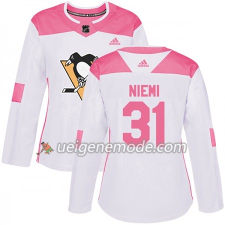 Dame Eishockey Pittsburgh Penguins Trikot Antti Niemi 31 Adidas 2017-2018 Weiß Pink Fashion Authentic